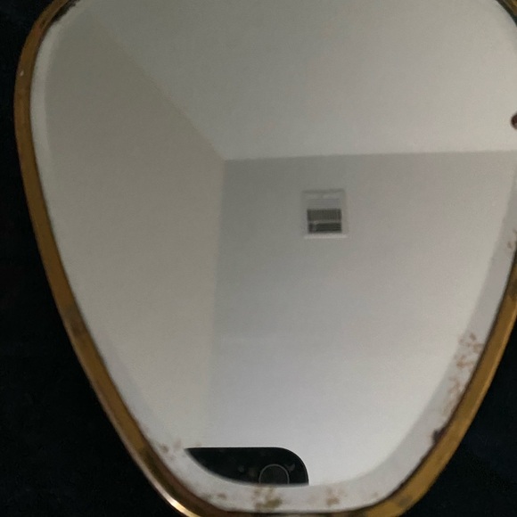 Vintage Antique Victorian Floral Hand MCM Mirror Gold Brass Silver Toned 14”x 5 - Picture 12 of 15